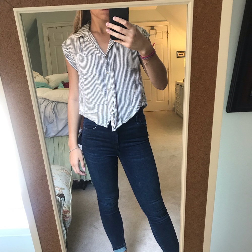 Striped button down